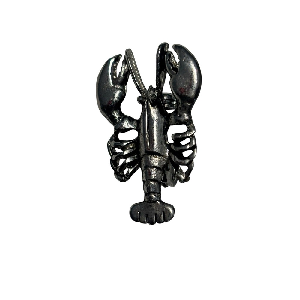 Vintage Silver Tone Nautical Crustacean Ocean Life Lobster Crawfish Brooch Pin